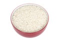 Plain Basmati White Uncooked Rice Served in Red and White Bowl or Dish