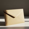 A plain beige envelope is positioned upright against a neutral background. The envelo Royalty Free Stock Photo