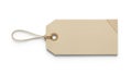 A plain beige tag attached with a metallic gold-colored loop and clasp Royalty Free Stock Photo