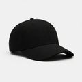 Black Baseball Cap with Curved Brim on a Light Gray Background headwear Royalty Free Stock Photo