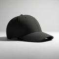 A Plain Black Baseball Cap with Textured Fabric and Curved Brim on a White Background image Royalty Free Stock Photo