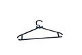 Plain black plastic clothes hanger with white background, front view." Royalty Free Stock Photo