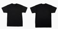 Plain black t-shirts taken from the top view.