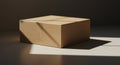 A plain brown cardboard box sits on a surface, illuminated by Royalty Free Stock Photo