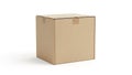 Brown corrugated cardboard box with a rectangular shape sits on a Royalty Free Stock Photo
