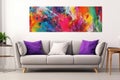 a plain canvas next to a vibrant painting