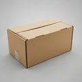 A plain cardboard box sits against a neutral gray background. The box features a typical rectangular Royalty Free Stock Photo