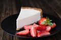 Plain cheesecake with fresh strawberries on a plate Royalty Free Stock Photo