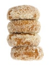 Plain coconut flake donuts stack on a white background Royalty Free Stock Photo