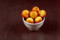 Plain homemade munchkins on white dish Royalty Free Stock Photo