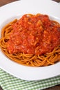 Plain cooked spaghetti pasta over a wood table