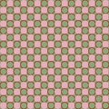 Plain 2d background made of symmetrically arranged pink circles on green background