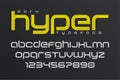 Plain display font art design, alphabet, letters and numbers.