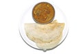 Plain Dosa with Chicken Curry, South Indian Very popular breakfast in Tamil Nadu Royalty Free Stock Photo