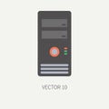 Plain flat color vector computer part icon housing body. Cartoon. Digital gaming and business office pc desktop device