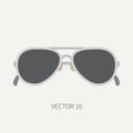 Plain flat color vector vintage fashion sunglasses icon. Retro style. Ocean sun, sea beach. Elegance accessory. Summer Royalty Free Stock Photo