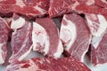 Plain fresh beef cut chuck steak and raw steaks with bone on cutting board prepared for cooking Royalty Free Stock Photo