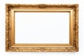 Plain gold frame on white background. Vintage retro style