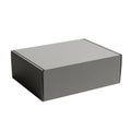 Plain gray cardboard box with lid on white background Royalty Free Stock Photo