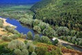 The plain and the hills of Mures river near Lipova city, in a clear autumn afternoon Royalty Free Stock Photo