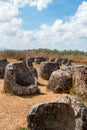 Plain of Jars - unique archaeological landscape destroyed from cluster bombs. Xieng Khouang Province, Laos