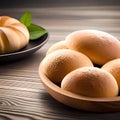 Plain Kaiser rolls isolated on white background with empty space around it AI-Generated