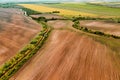 Plain landscape aerial view from drone pov