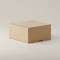 A plain, light brown cardboard box with a smooth texture sits centered on a neutral Royalty Free Stock Photo
