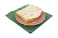 Mortadella rye bread sandwich on napkin Royalty Free Stock Photo