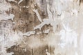 Plain old aged white colored painted faded weathered textured pattern on cracked cement concrete house wall surface background. Royalty Free Stock Photo