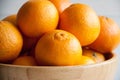Plain orange mandarins on a grey background