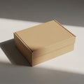 A plain, rectangular cardboard box with a lid placed firmly on top. The box is Royalty Free Stock Photo