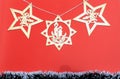 smooth red background with decorating stars Royalty Free Stock Photo
