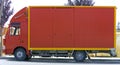 Plain red lorry or van side view Royalty Free Stock Photo