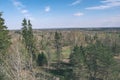 plain simple countryside spring landscape with fresh green meadows and forests - vintage retro film look Royalty Free Stock Photo