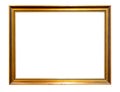 Plain simple minimal middle size blank empty gold painting frame object isolated on white background, cut out, border copy space