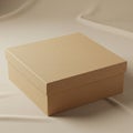 A plain, square cardboard box with a fitted lid, placed on a smooth surface. The box Royalty Free Stock Photo