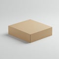 A plain, square cardboard box with a light brown texture Royalty Free Stock Photo