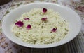 Plain Steam Rice Bowl garnished with rose leaf