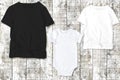 Plain T-shirt mock up family. Blank shirt mockup. Fashion flat lay