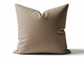 A single taupe throw pillow isolated on white background Royalty Free Stock Photo