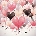 A plain watercolor card bears hearts in romantic pink tones, offering a simplistic yet affectionate gesture.