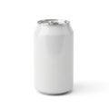 Blank White Aluminum Beverage Can with Silver Pull Tab on White Background aluminum can Royalty Free Stock Photo