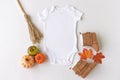 Plain white baby bodysuit vest mockup