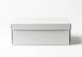 A plain white box with a lid sitting on a white background Royalty Free Stock Photo