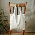 Plain White Canvas Tote Bag Sustainable Carryall Royalty Free Stock Photo