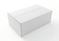 Plain White Cardboard Box on a White Background, Ready for Shipping {Ai generated Royalty Free Stock Photo