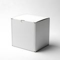 A simple white cardboard shipping container with a closed lid on a plain background Royalty Free Stock Photo