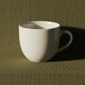 A plain white ceramic mug with a classic shape and rounded handle rests on a textured Royalty Free Stock Photo
