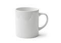 A plain white ceramic mug with a simple handle placed against a neutral background Royalty Free Stock Photo